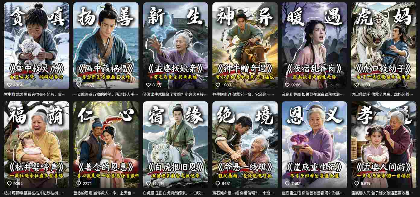抖音67W粉丝博主的AI民间故事教学，从起号、文案、剪辑到多平台变现全流程，伙伴分成计划接广告等多种收益，月入1W 
